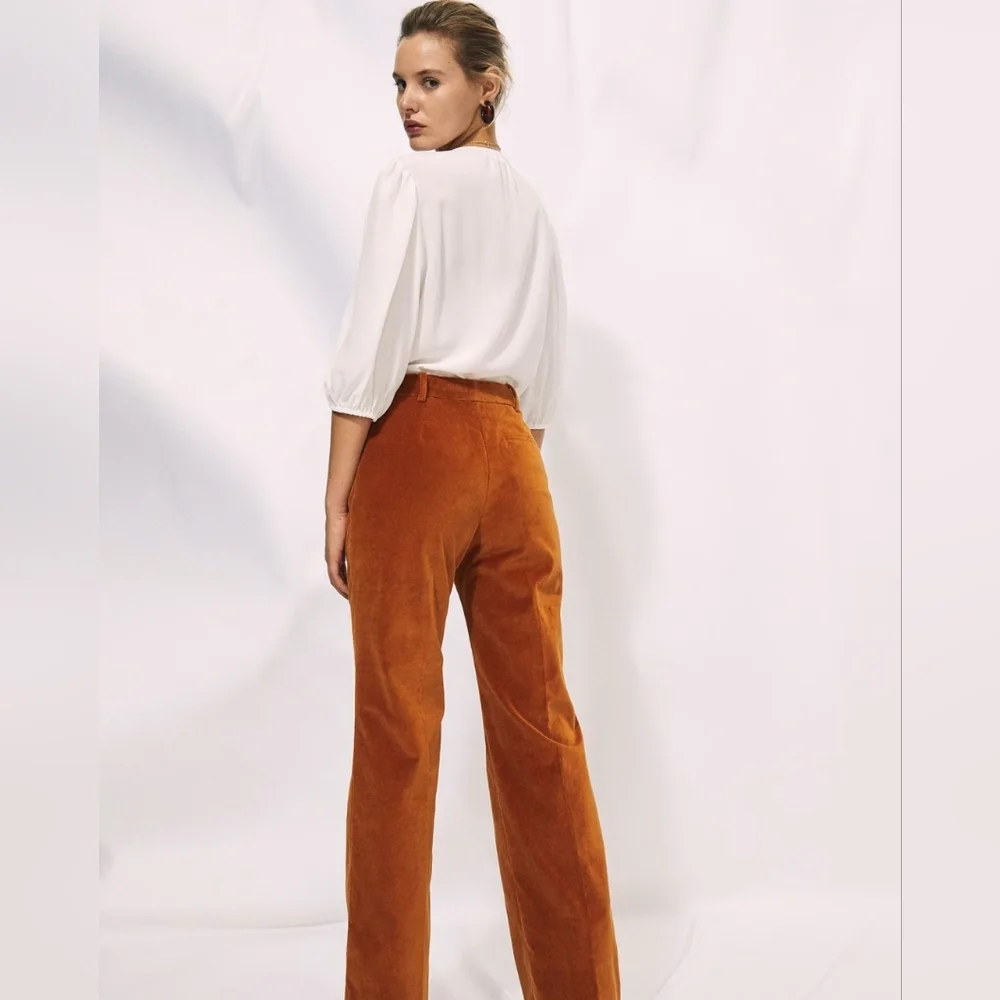 ARITZIA Wilfred Francesca Velvet Pants Fit Flare Hemmed/Altered Sz 2 Inseam 27.5 - Picture 5 of 10